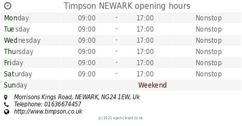 timpson newark opening times.